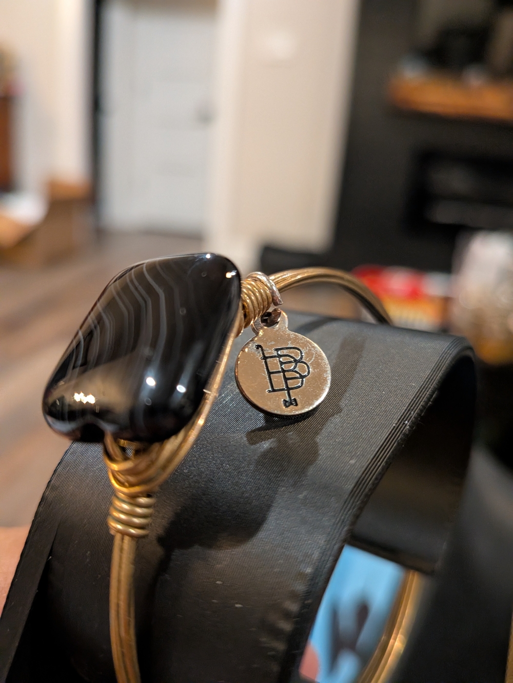 Bourbon and Bowties Gold-Tone Bracelet with Black Agate Accent